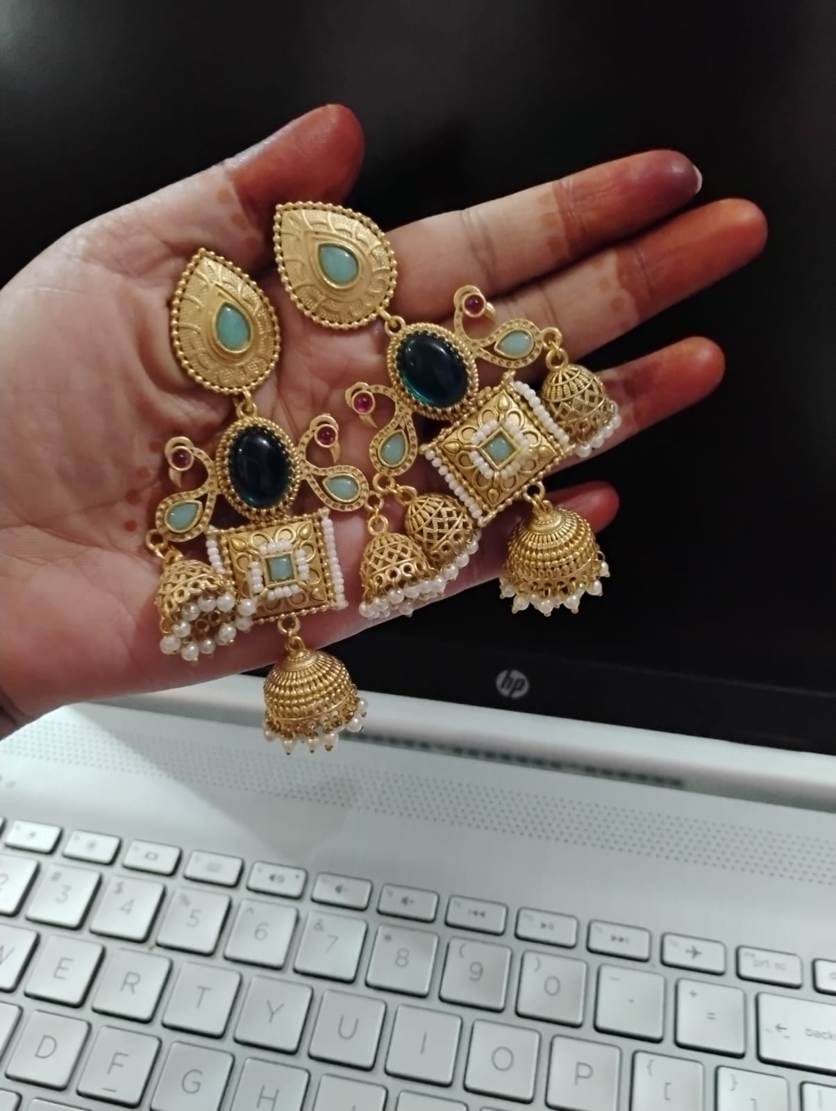 Royal Kashmiri Heritage Jhumka Earrings - Image 20