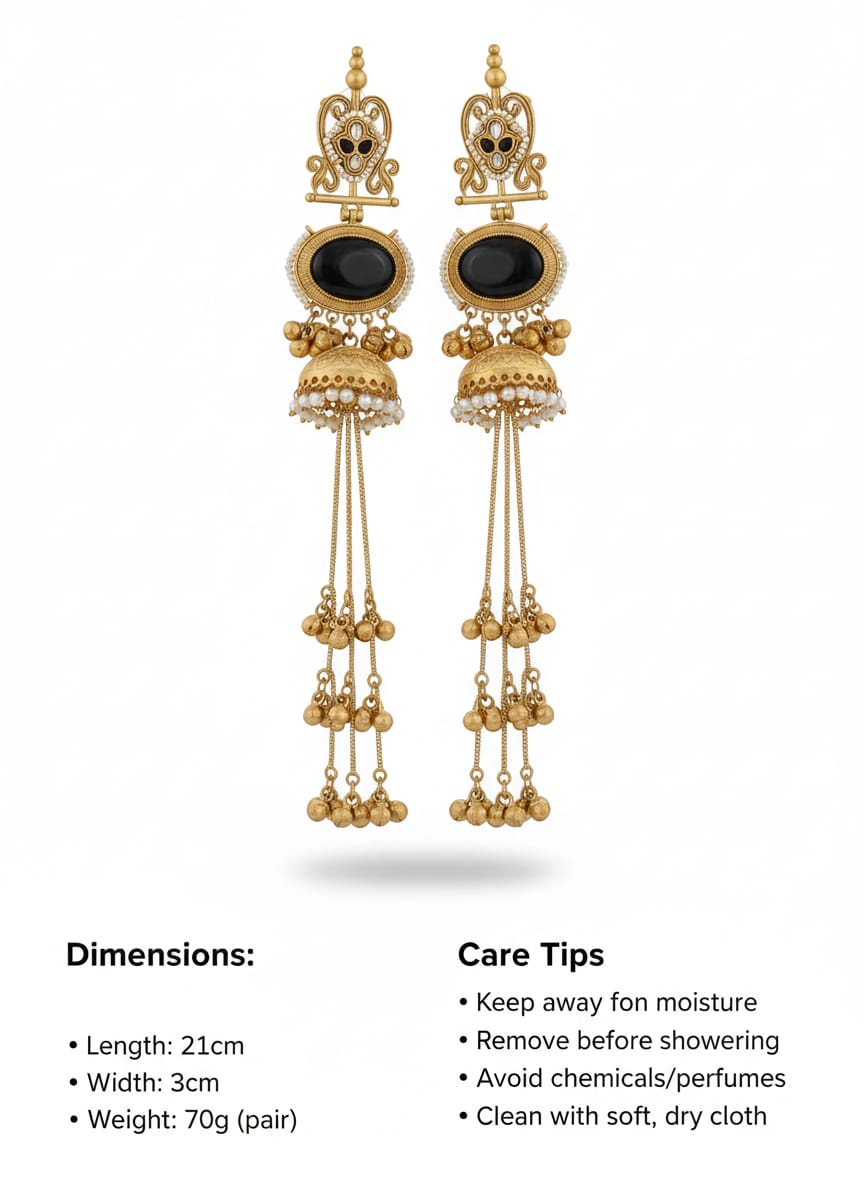Royal Kashmiri Heritage Jhumka Earrings - Image 4