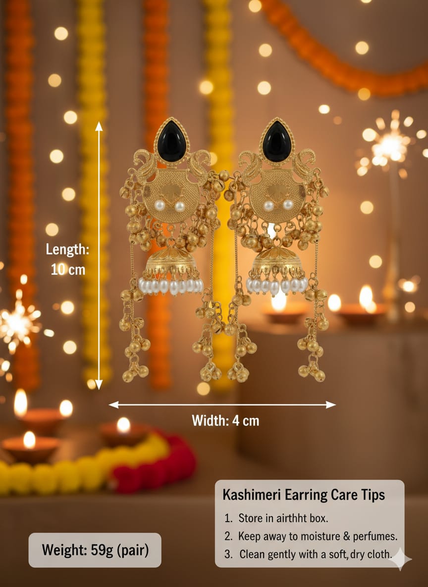 Royal Kashmiri Heritage Jhumka Earrings - Image 23