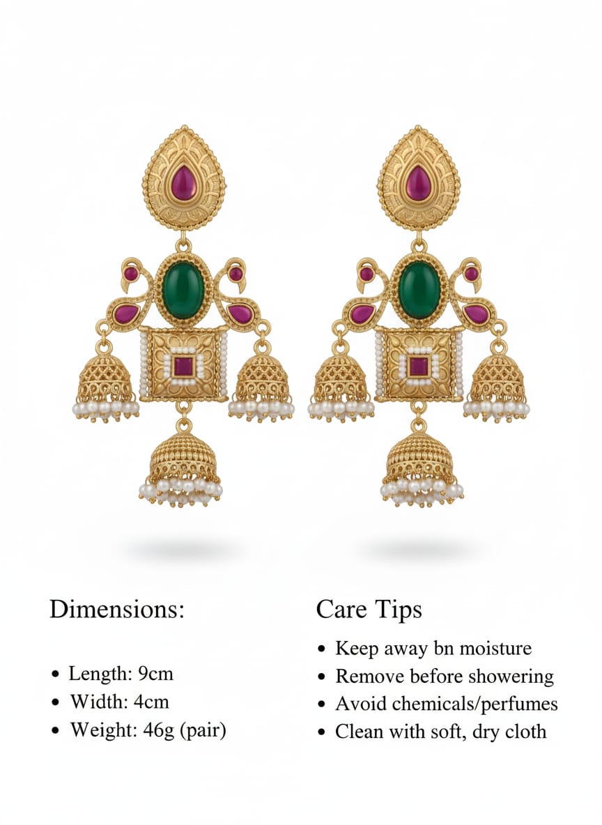 Royal Kashmiri Heritage Jhumka Earrings - Image 15