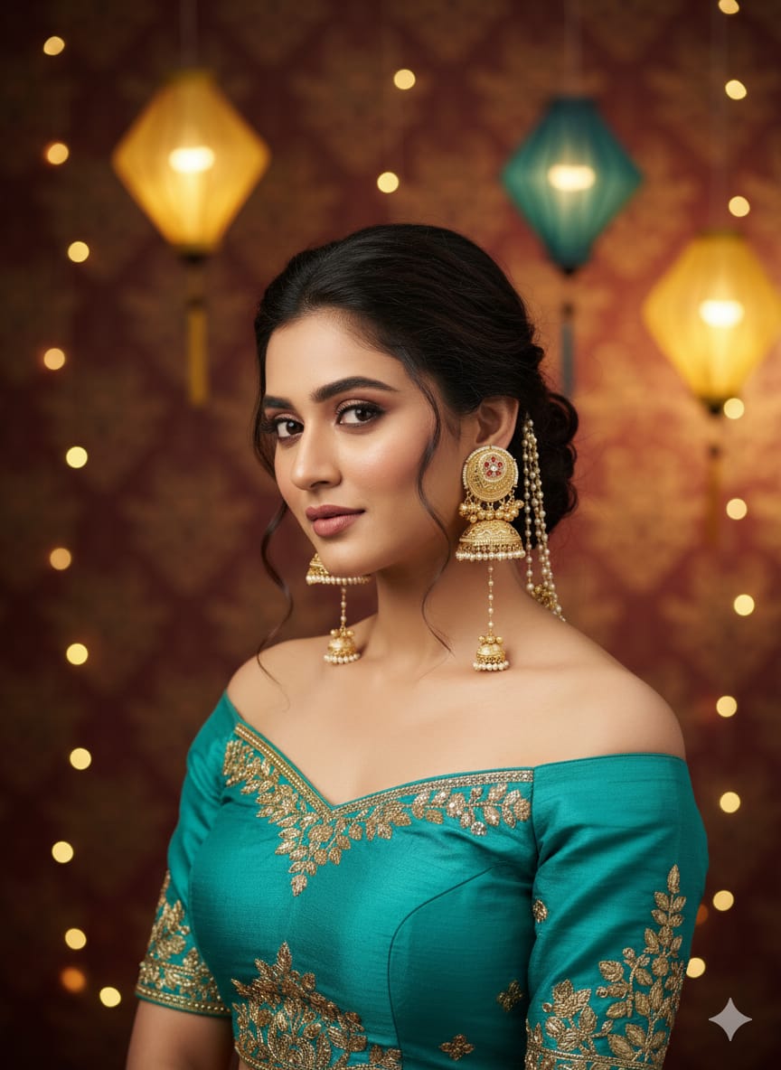 Royal Kashmiri Heritage Jhumka Earrings - Image 3