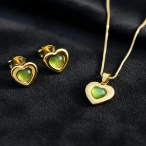 Evergreen Heart 18K Gold Plated Jewelry Set