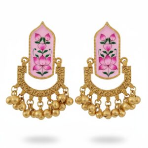 Pink Kashmiri Floral Earrings