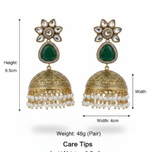 Emerald Bloom Antique Jhumka Earrings