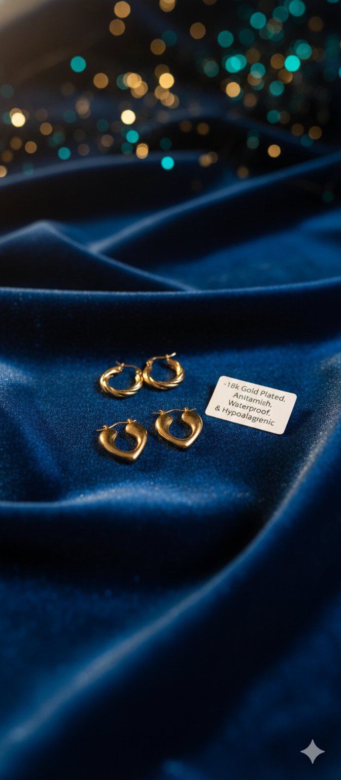 Golden Glow Combo – 18K Gold Plated Earrings (Set of 2 Pairs) - Image 4