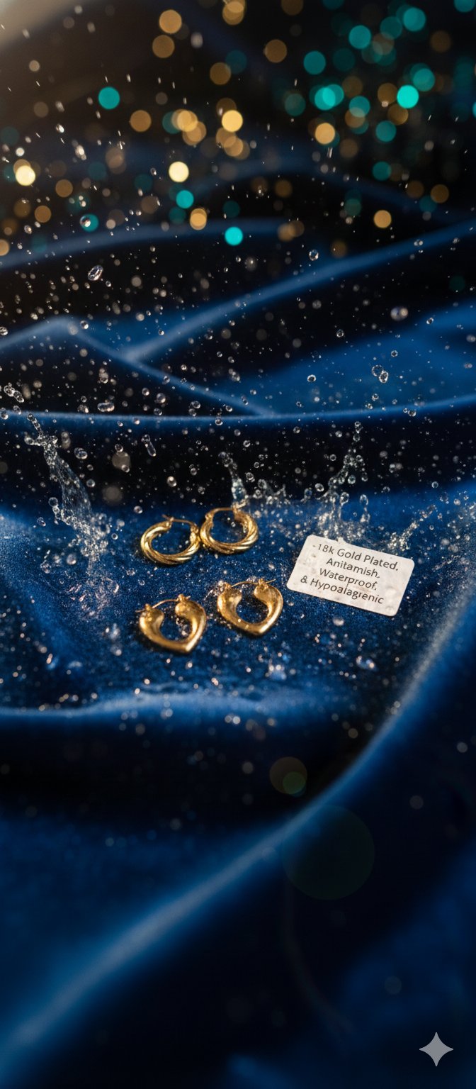 Golden Glow Combo – 18K Gold Plated Earrings (Set of 2 Pairs) - Image 5