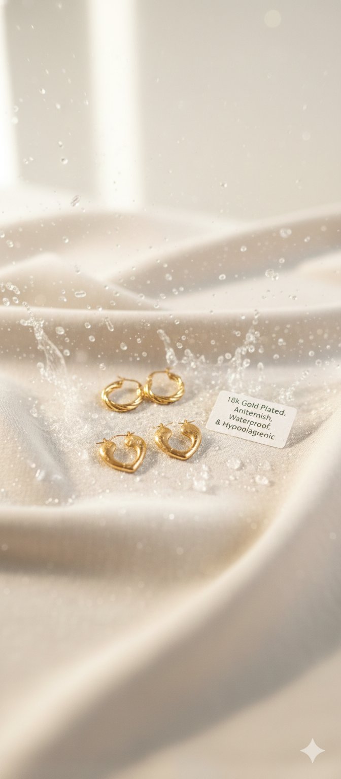 Golden Glow Combo – 18K Gold Plated Earrings (Set of 2 Pairs)