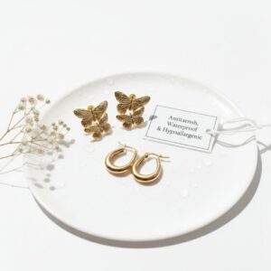 Aurelia Butterfly & Mini Hoop 18K Gold Plated Earrings – Combo Set of 2