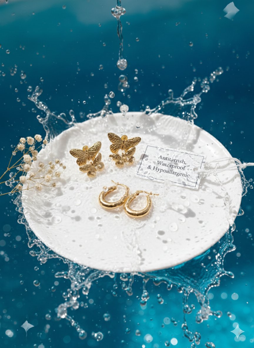 Aurelia Butterfly & Mini Hoop 18K Gold Plated Earrings – Combo Set of 2 - Image 4