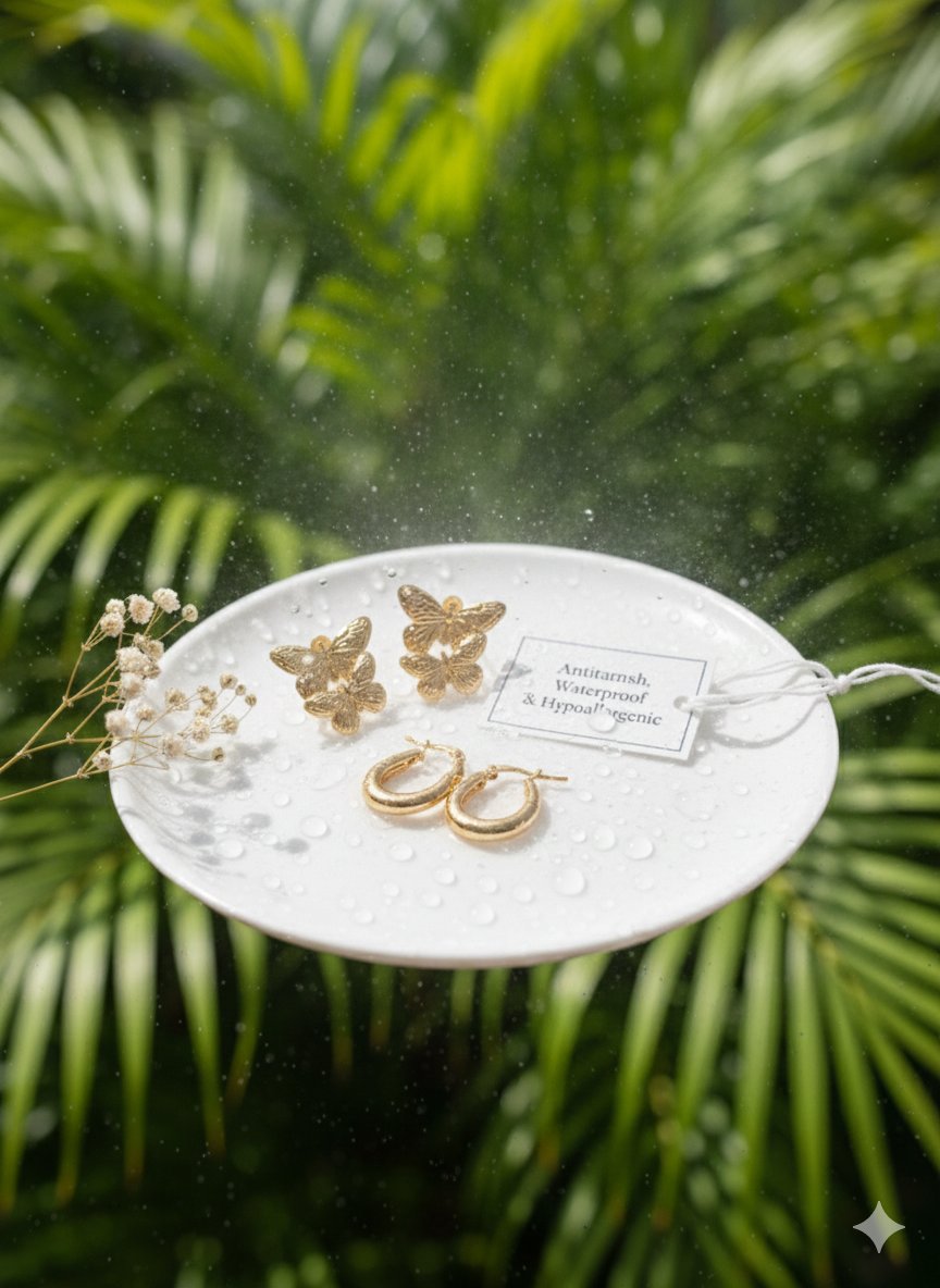 Aurelia Butterfly & Mini Hoop 18K Gold Plated Earrings – Combo Set of 2 - Image 2