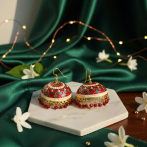 Sindoori Bela Meenakari Jhumka Earrings