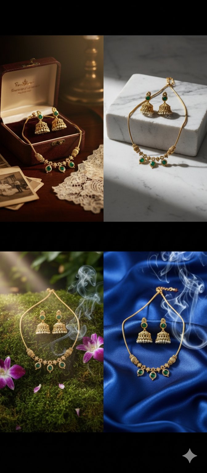 Aarohi Green Stone Matt Finish Necklace Set - Image 8