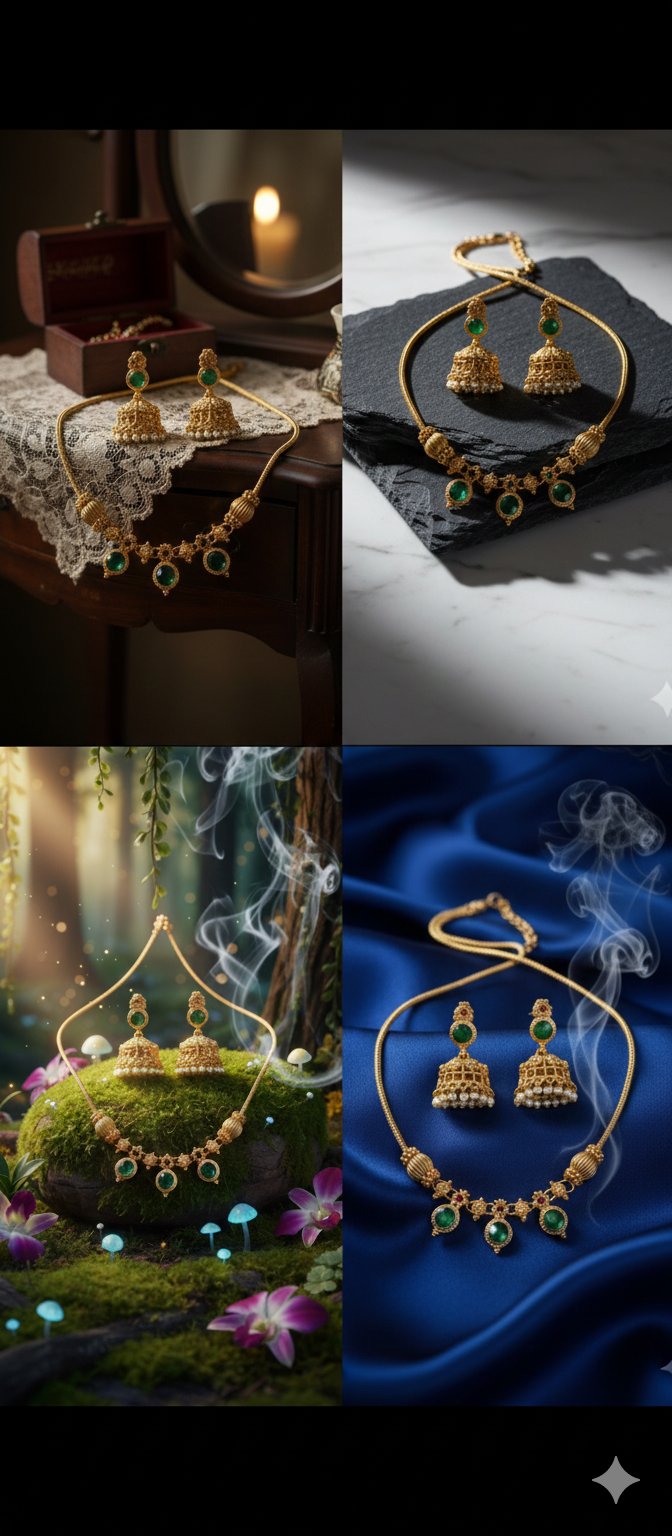 Aarohi Green Stone Matt Finish Necklace Set - Image 2