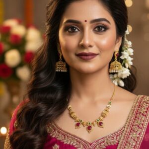 Anvika Maroon Matt Finish Necklace Set