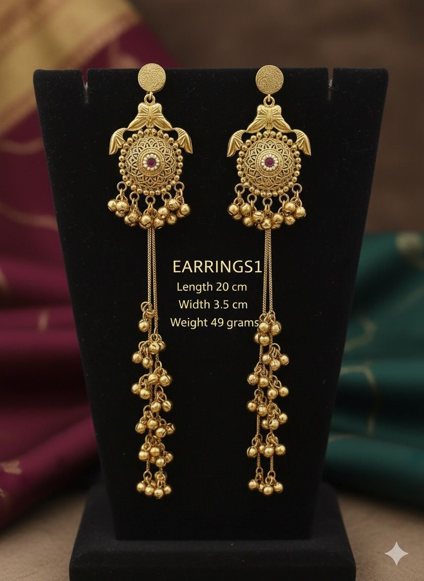 Kashmiri Noor Long Brass Earrings