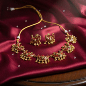 Chandrika Heritage maroon Matt Necklace Set