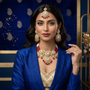 Maharani Red Pearl Kundan Bridal Necklace Set